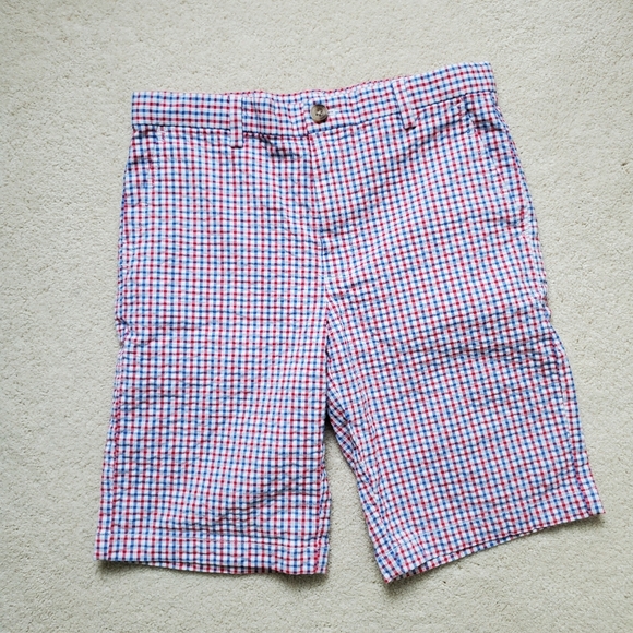 SOLD Vineyard Vines Boys Red, White And Blue Gingham Seersucker Shorts sz14 - Picture 11 of 16